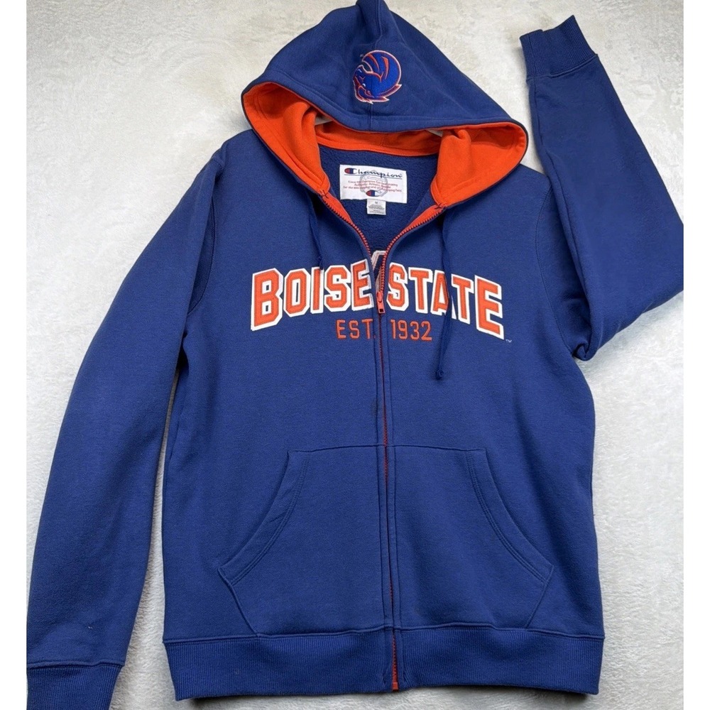 Boise State Broncos Champion Full Zip Hoodie Mens M Blue Embroidered NCAA